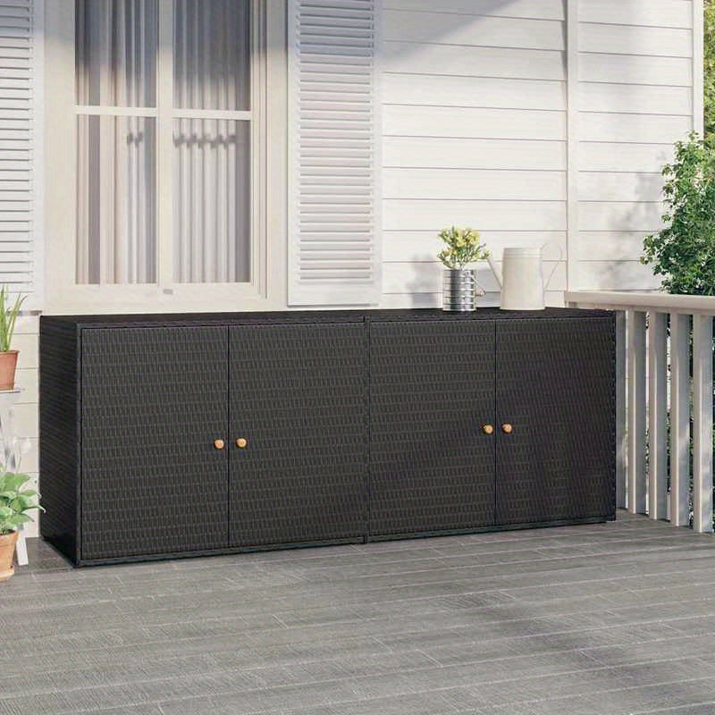 Buitenkast – Tuinopbergkast – Tuinkast – Opbergbox – Berging – Zwart – Poly Rattan – 198 x 55,5 x 80 cm – Duurzaam & Compact