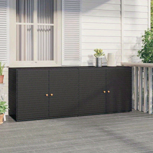 Buitenkast – Tuinopbergkast – Tuinkast – Opbergbox – Berging – Zwart – Poly Rattan – 198 x 55,5 x 80 cm – Duurzaam & Compact