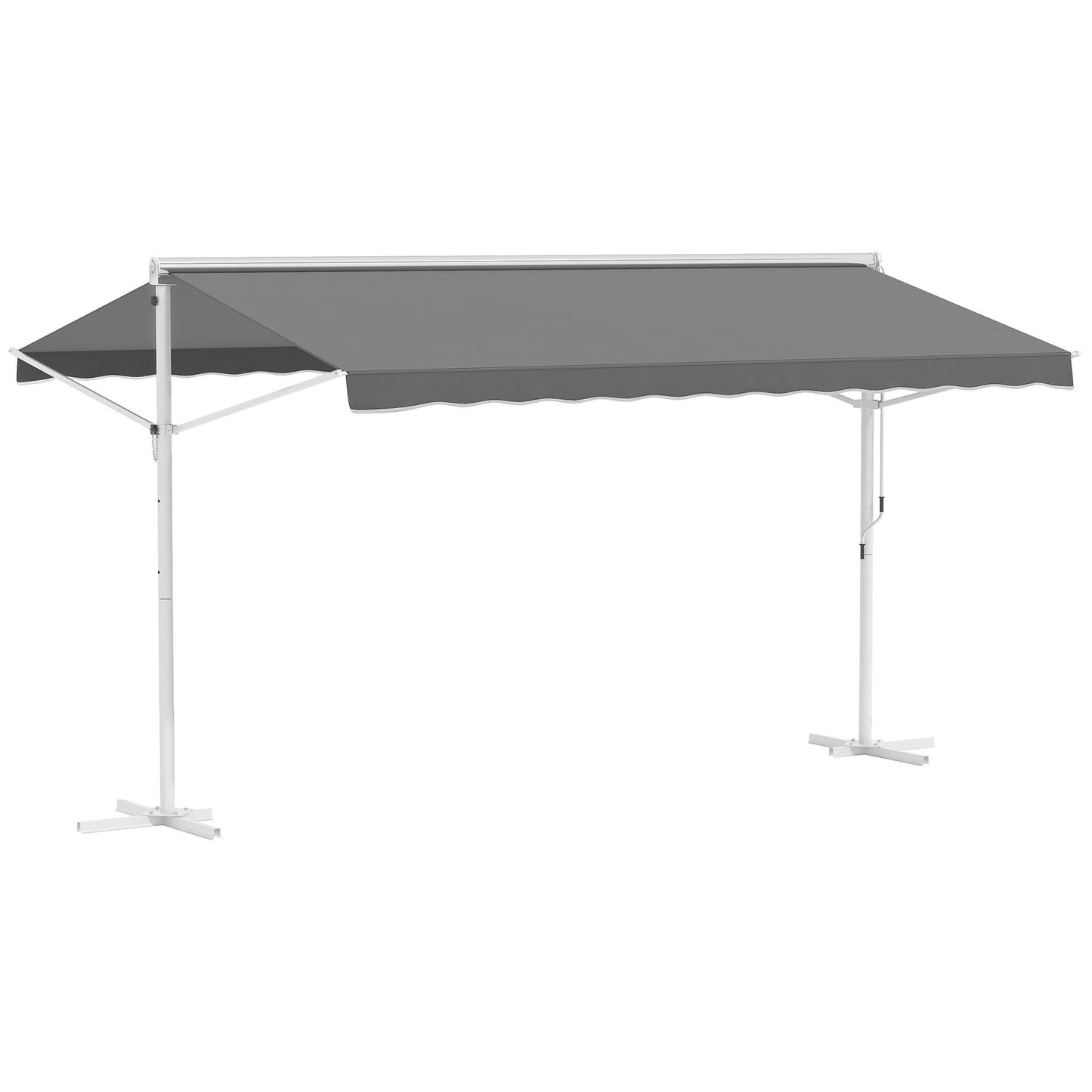 Staande Zonwering – Terraszonwering – Tuinzonwering – Uitschuifbare Zonwering – Aluminium Zonnescherm – Grijs – Weerbestendig Aluminium Frame – Verstelbare Inklapbare Armen