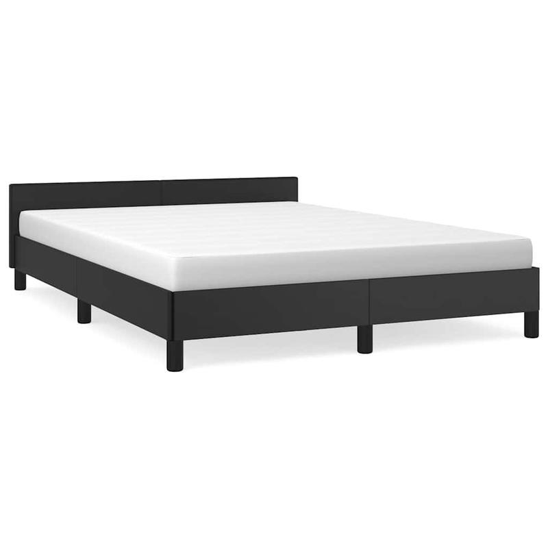 Bedframe – Bedbodem – Bedbank – Ledikant – Slaapbank – Zwart – 140x190 cm – Kunstleer