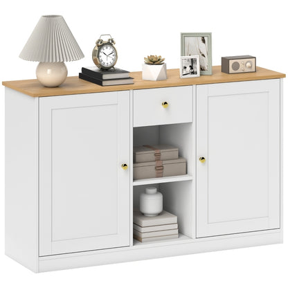 Dressoir – Opbergkast – Buffetkast – Ladekast – Wandkast – Wit – 120x35x75 cm – Stijlvol Met Gouden Grepen – Duurzaam Spaanplaat