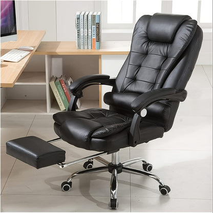 Bureaustoel – Kantoorstoel – Office Chair – Gamestoel – Draaistoel – Verstelbare Rugleuning – Ingebouwde Voetensteun – Ergonomische Rugondersteuning – 360° Draaibaar – Zwart
