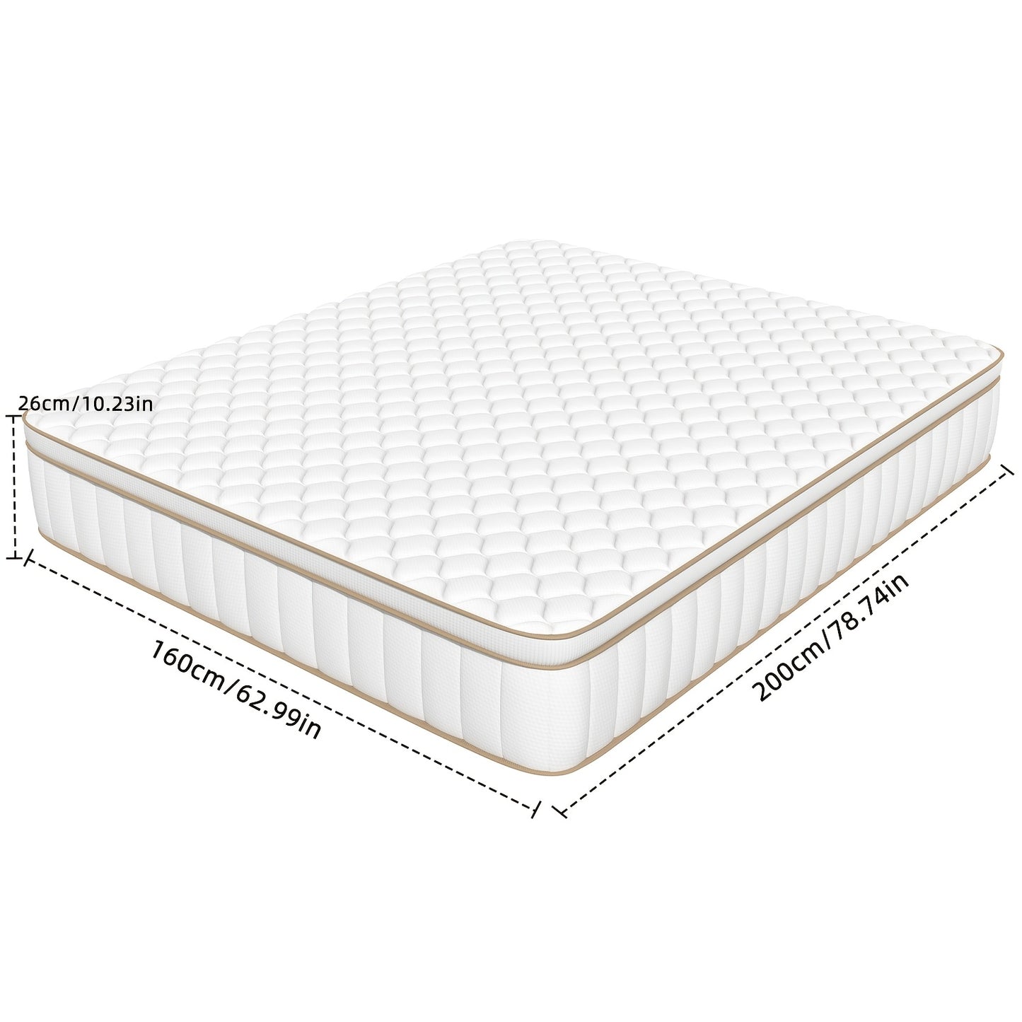 Kaluote Mattress 160×200 | Pocket Spring Mattress, 7-Zone Support, Cold Foam, 26 cm High, Hardness H3, Breathable, Includes Fitted Sheet, Stable Support, Suitable for Adults