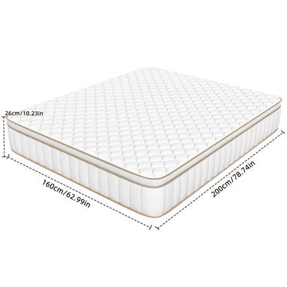 Kaluote Mattress 160×200 | Pocket Spring Mattress, 7-Zone Support, Cold Foam, 26 cm High, Hardness H3, Breathable, Includes Fitted Sheet, Stable Support, Suitable for Adults