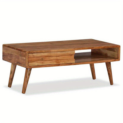 Salontafel – Koffietafel – Bijzettafel – Woonkamertafel – Lounge Tafel – Massief Hout – Met Opberglade – 100x50x40 cm – Geschikt Voor Binnengebruik – Onderhoudsvriendelijk
