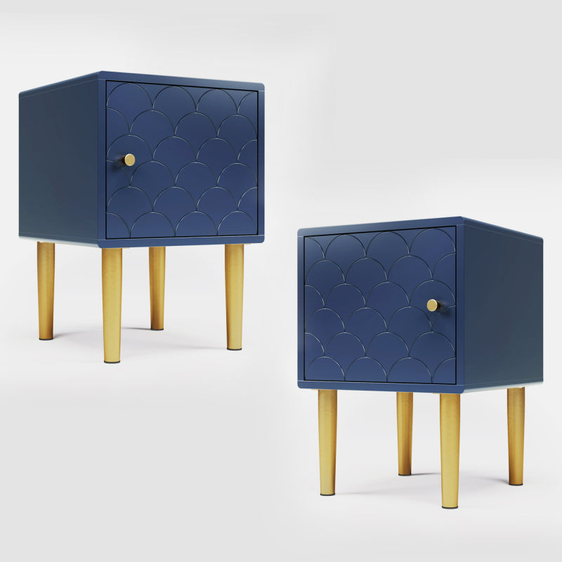 Nachtkastje – Bedkastje – Bijzettafel – Side Table – Navy Blue – Set Van 2 – Stevig Spaanplaat – Ruime Lades 50x35x35 cm