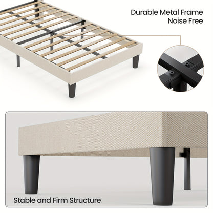 Bedframe – Bed – Eenpersoonsbed – Tweepersoonsbed – Opbergbed – Gestoffeerd – Donkergrijs – 90x200 cm – Zacht Hoofdbord – Geluidsvrij Stabiel Frame