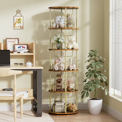 Boekenkast – Boekenrek – Opbergkast – Vakkenkast – Stellingkast – 360 Graden Draaibaar – Massief Hout 45x45x163 cm