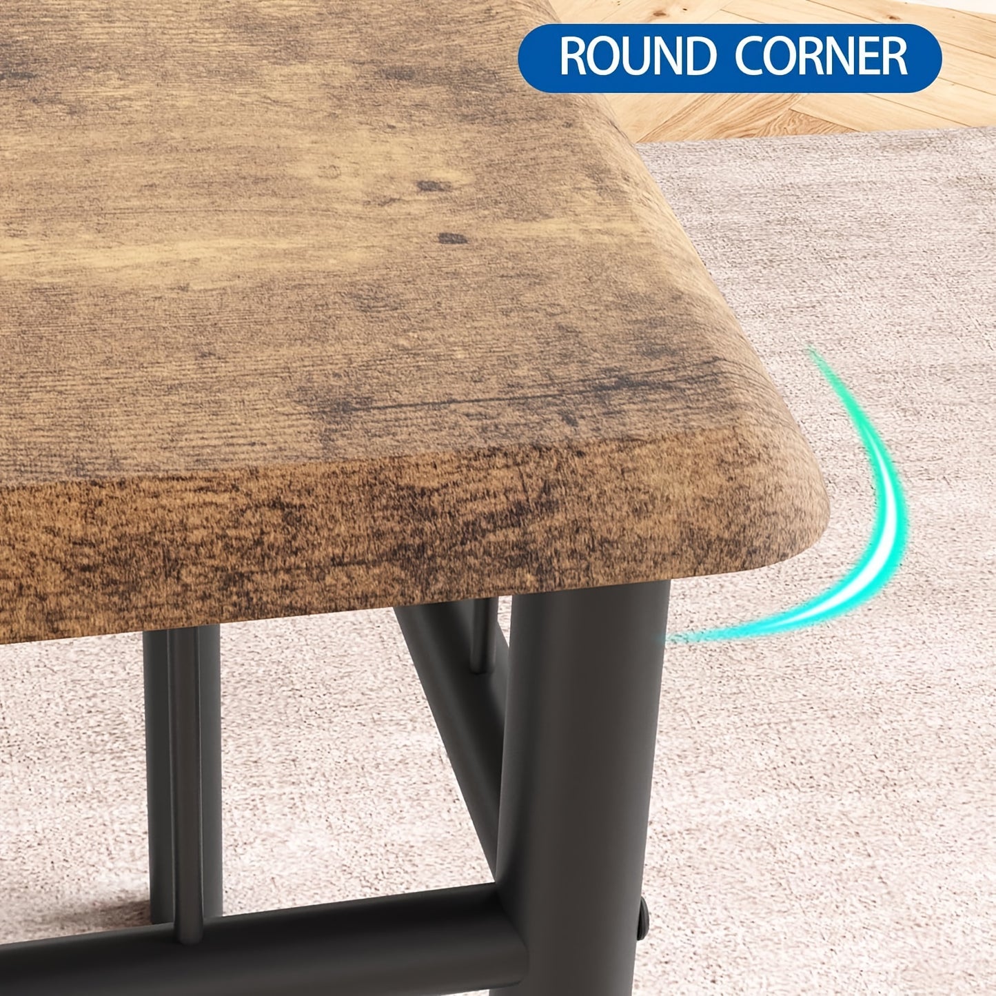 Eettafelset – Tafel Met Stoelen – Dining Set – Eetkamerset – Keukenmeubel – Vintage Bruin – Comfortabele Gestoffeerde Stoelen – Stevig MDF Met Metaal Frame