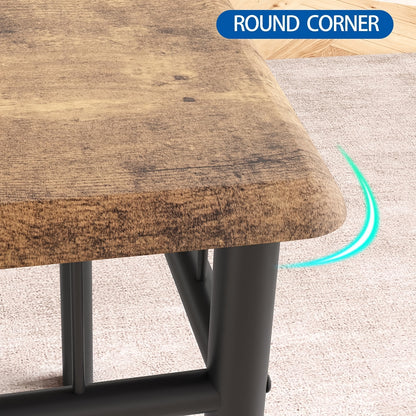 Eettafelset – Tafel Met Stoelen – Dining Set – Eetkamerset – Keukenmeubel – Vintage Bruin – Comfortabele Gestoffeerde Stoelen – Stevig MDF Met Metaal Frame