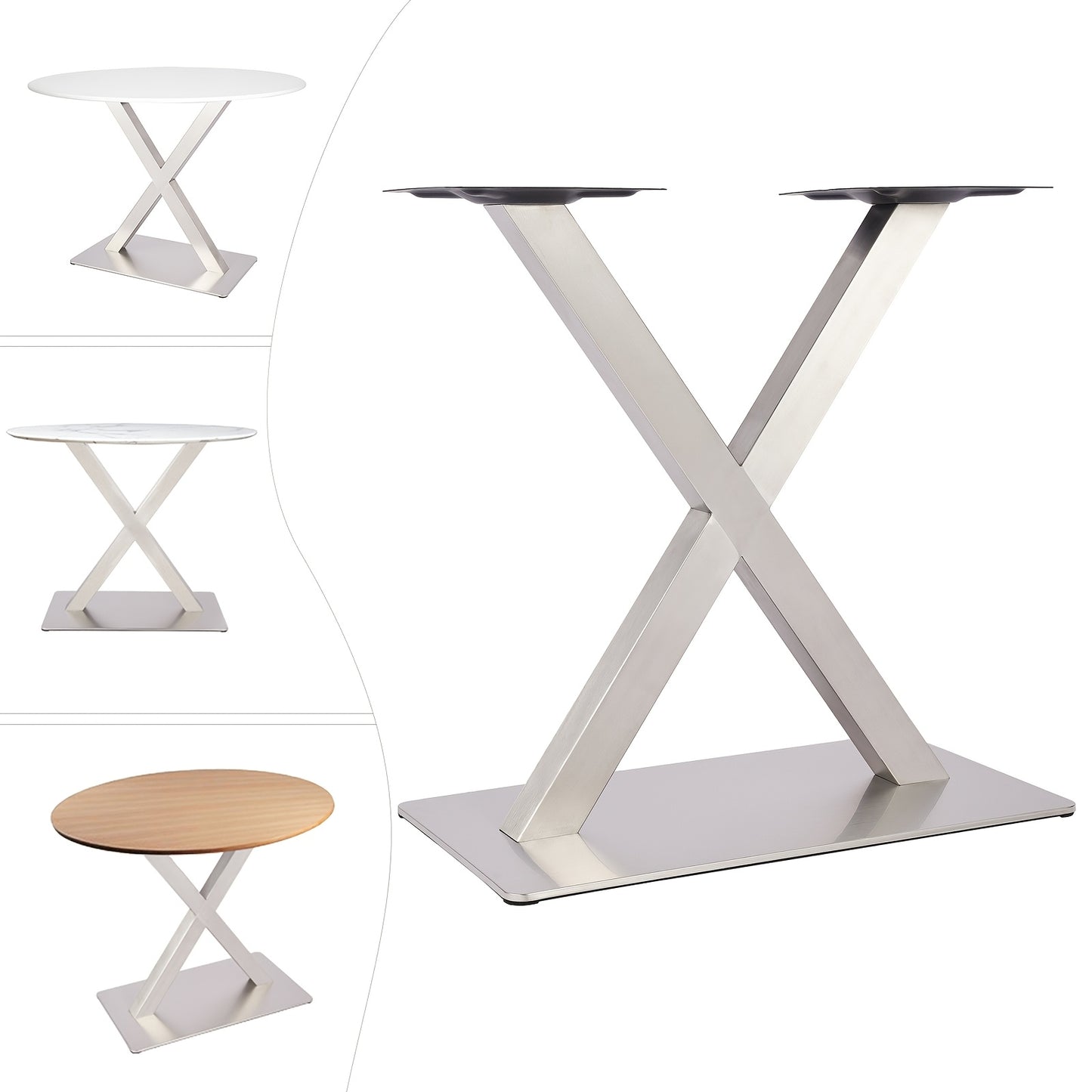 Tafelpoot – Tafelpootstandaard – X-poot – Verstelbare Tafelpoten – Industriële Tafelpoten – RVS 201 Staal – Belastbaar Tot 440 Kg – Hoogte 72 cm