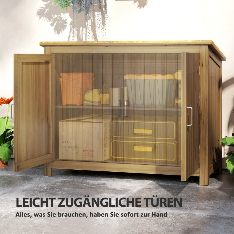Buitenopslagkast – Tuinkast – Opbergkast Buiten – Tuinhuisje – Gereedschapskast – Weerbestendig Pent Dak – 110x50x85 cm Bruin