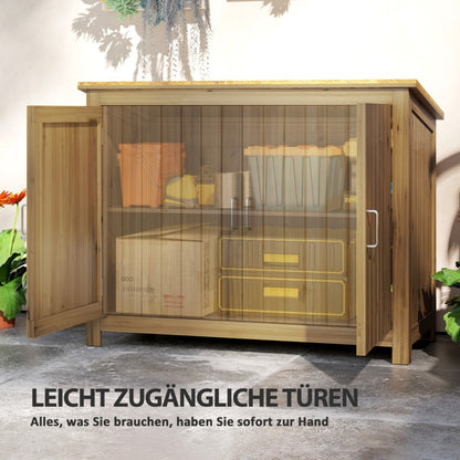 Buitenopslagkast – Tuinkast – Opbergkast Buiten – Tuinhuisje – Gereedschapskast – Weerbestendig Pent Dak – 110x50x85 cm Bruin