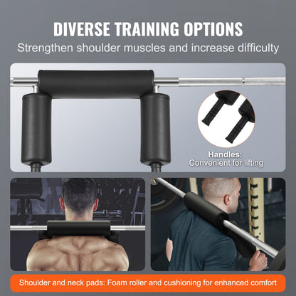 Veiligheids Squat Bar – Fitness Barbell – Krachttraining Bar – Revalidatie Bar – Gewicht Bar – 28 mm Staal – Schouder Foam Padding – Max 320 kg Belastbaar