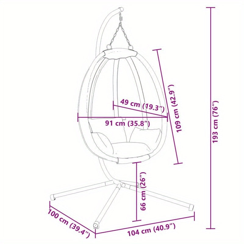 Hangstoel – Eivormige Hangstoel – Buitenstoel – Tuinstoel – Balkonstoel – Weerbestendig Staal – Ergonomisch Comfort - QUORE