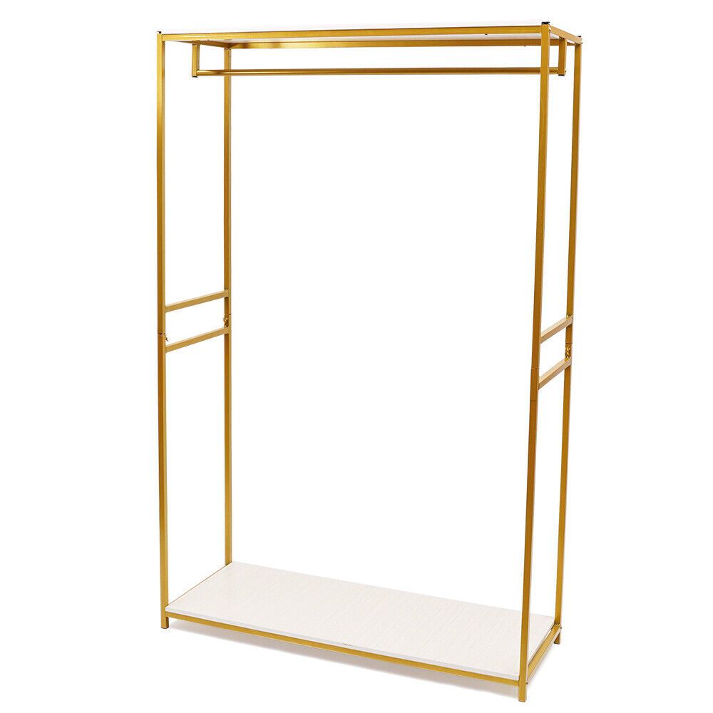 Gouden Kledingrek – Kledingstandaard – Kledinghanger – Garderoberek – Vrijstaand Rek – Metalen Frame – 190,5 cm Hoog – Planken Tot 22,68 kg Draagvermogen