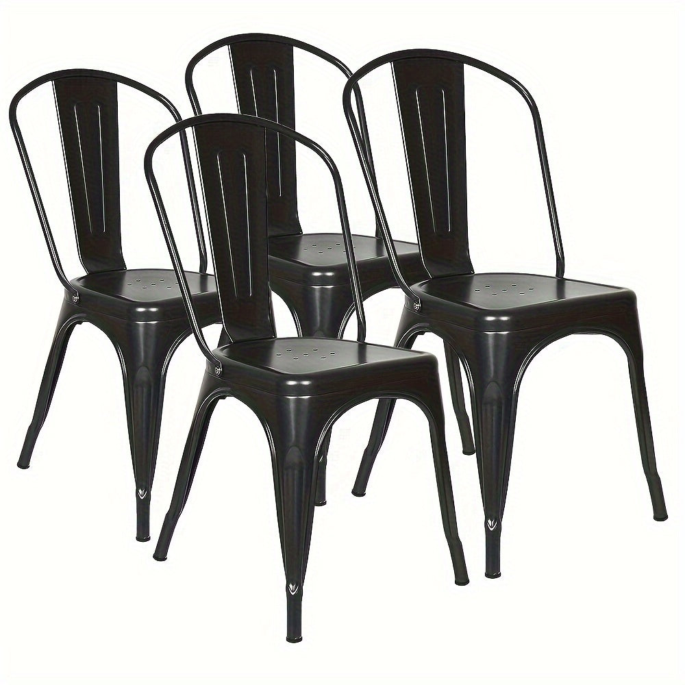Metalen Bistrostoel – Café Stoel – Eetkamerstoel – Terrasstoel – Industrieel Stoel – Set van 4 – Zithoogte 44 cm – Robuuste Metalen Constructie