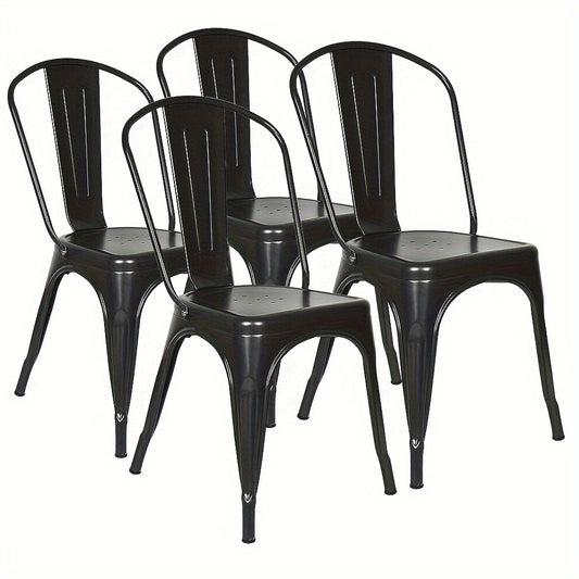 Metalen Bistrostoel – Café Stoel – Eetkamerstoel – Terrasstoel – Industrieel Stoel – Set van 4 – Zithoogte 44 cm – Robuuste Metalen Constructie