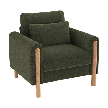Fauteuil – Loungestoel – Relaxstoel – Zetel – Stoel – Groene Pluche Bekleding – Duurzaam Niet-Houten Frame