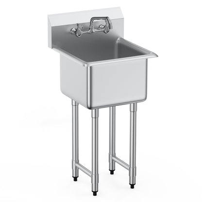 Spoelbak – Wasbak – Gootsteen – Keukenspoelbak – Enkele Bak – Roestvrij Staal RVS – 360° Draaibare Kraan – 45x104 cm Vrijstaand