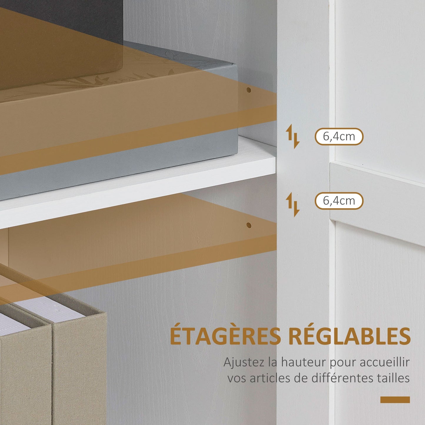Buffetkast – Opbergkast – Dressoir – Wandkast – Keukenmeubel – Wit Met Houtlook – 90 x 39,5 x 88 cm – Twee Verstelbare Planken