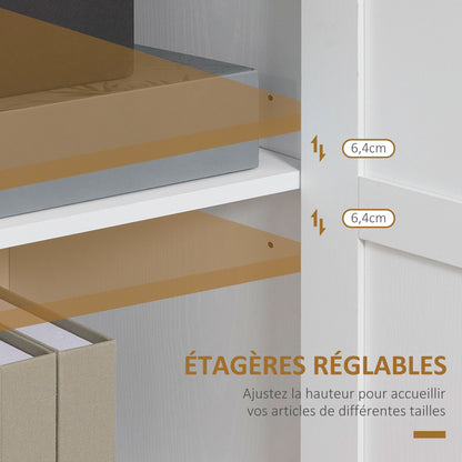 Buffetkast – Opbergkast – Dressoir – Wandkast – Keukenmeubel – Wit Met Houtlook – 90 x 39,5 x 88 cm – Twee Verstelbare Planken