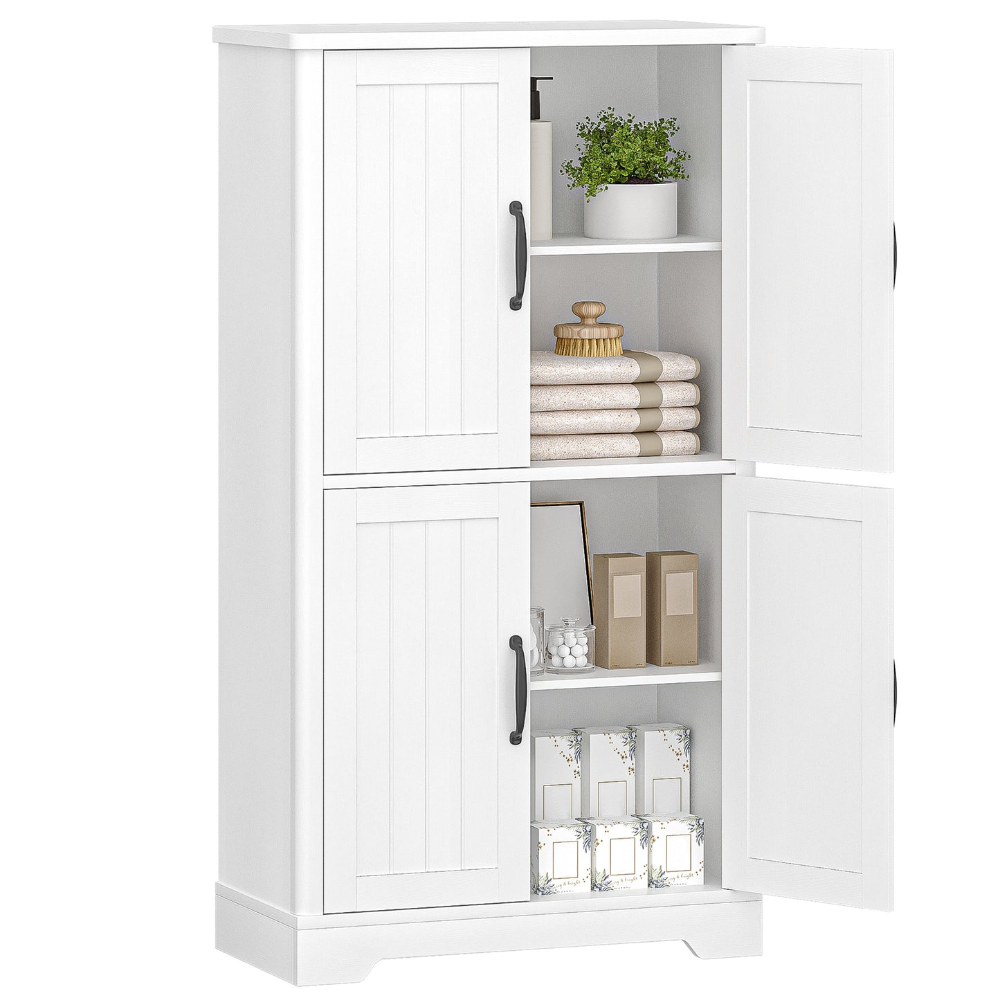 Badkamerkast – Opbergkast – Kolomkast – Wastafelonderkast – Badmeubel – Verstelbare Planken – Duurzaam Spaanplaat – 30x60x110 cm Wit
