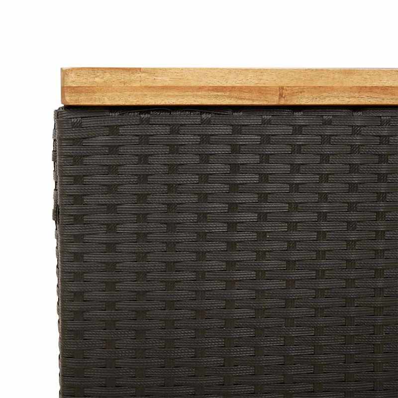 Tuinkist – Kussenbox – Opbergbox – Opbergkist – Zwart – Weerbestendig Geperst Hars – 110x55x63 cm – Met Acaciahouten Accenten