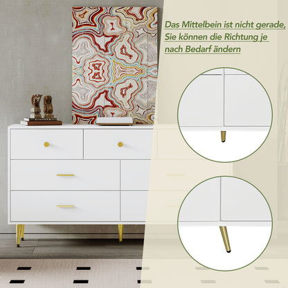 Furniture Piece with Multiple Drawers And Golden Details, Suitable for Dining Room Or Kitchen, Measuring 140*35*76Cm.