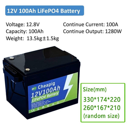 Li-ion Accu – Lithium Accu – LiFePO4 Accu – Lithium Ijzerfosfaat Accu – 12V 100Ah Accu – Hoge Capaciteit 1280Wh – 8000+ Laadcycli & Langdurige Levensduur