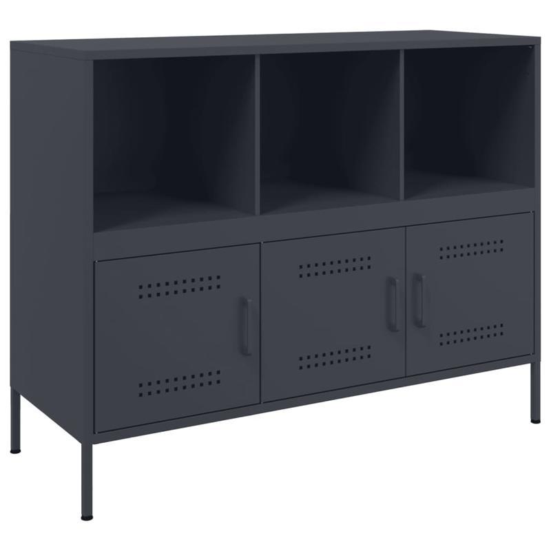 Anthracite-Colored Steel Sideboard Measuring 100.5X39X79 Cm, Practical And Detachable.