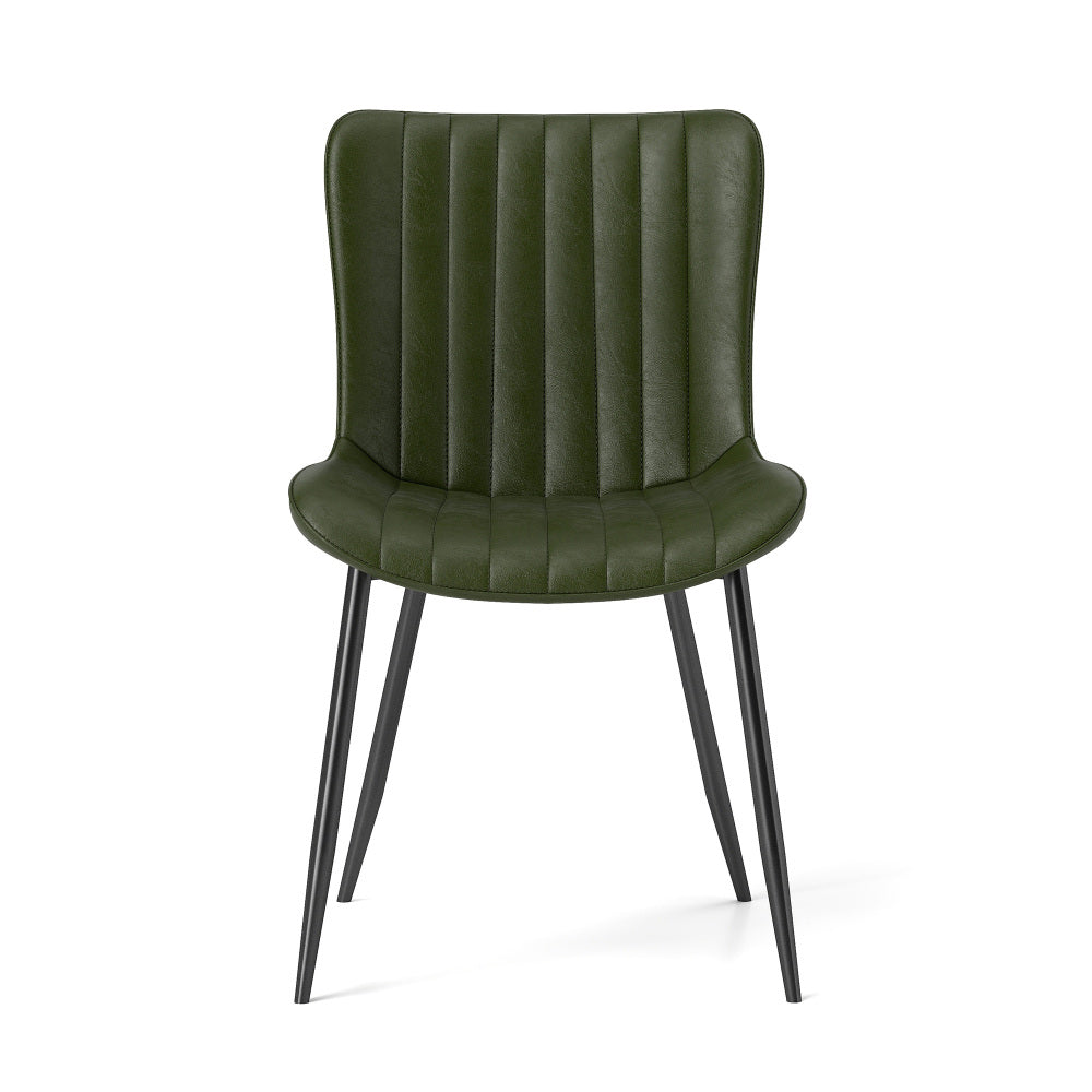Groene Eetkamerstoelen – Stoelen – Dining Chairs – Armloze Stoelen – Keukenstoelen – PU-Lederen Zitting – Stevig Massief Hout Frame