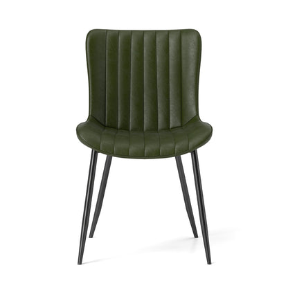 Groene Eetkamerstoelen – Stoelen – Dining Chairs – Armloze Stoelen – Keukenstoelen – PU-Lederen Zitting – Stevig Massief Hout Frame