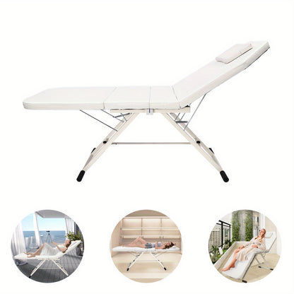 Massagetafel – Behandelbank – Massagebed – Massagebank – Schoonheidstafel – Opvouwbaar – Draagbaar – Hoogwaardig Fijn-Cel Schuim – Water- en Olieafstotend PVC – Wit