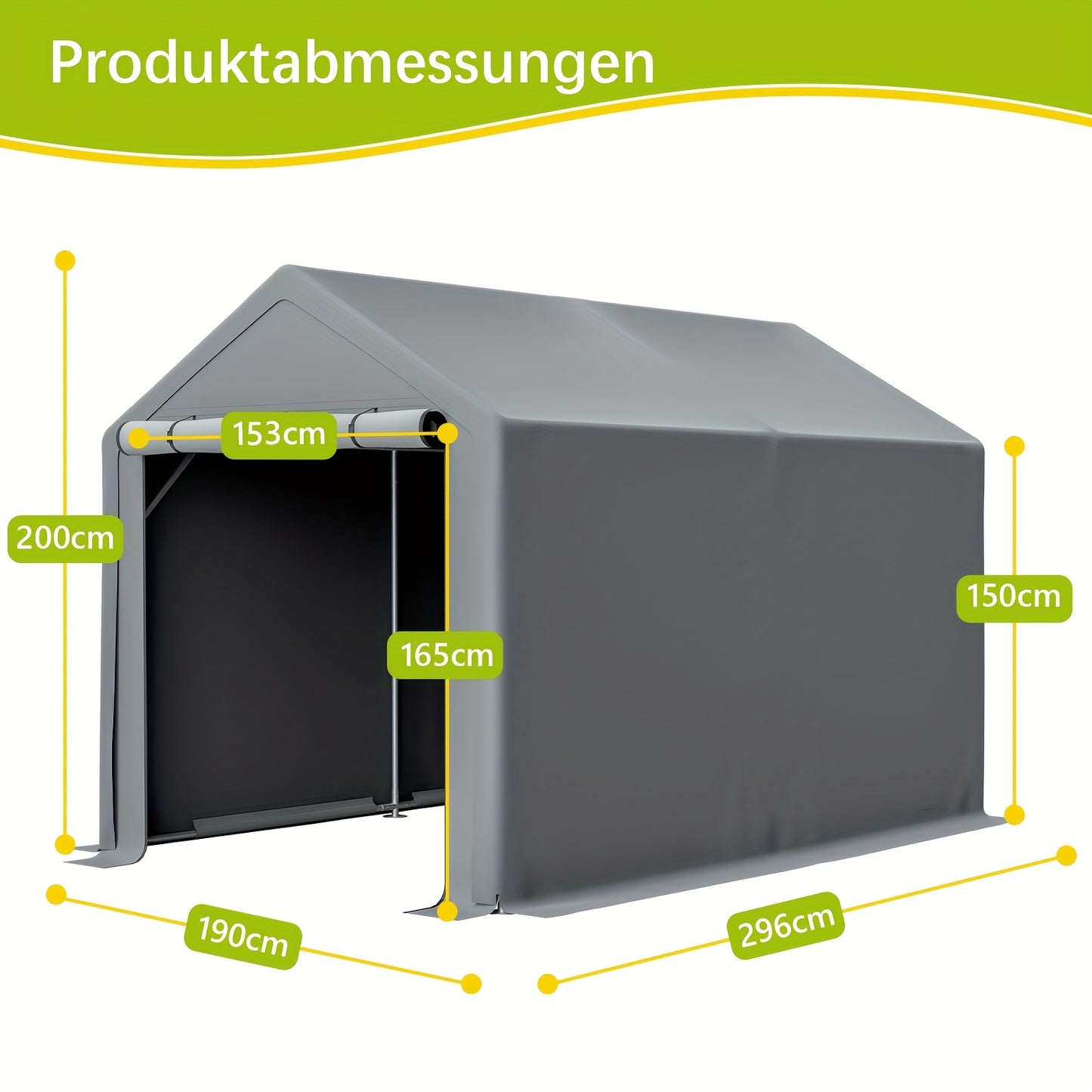 Buitenberging – Tuinberging – Opslagtent – Fietsenberging – Gereedschapsschuur – Extra Ruim 296x190x200 cm – Gegalvaniseerd Stalen Frame & UV- en Waterbestendig PE Dak