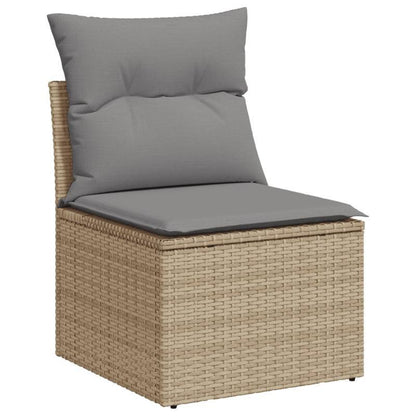 Loungeset Tuinset Loungesofa Terrasmeubilair Buitenmeubels – Beige 7-delig – Resin Vlechtwerk – Weerbestendig – Comfortabele Polyester Kussens