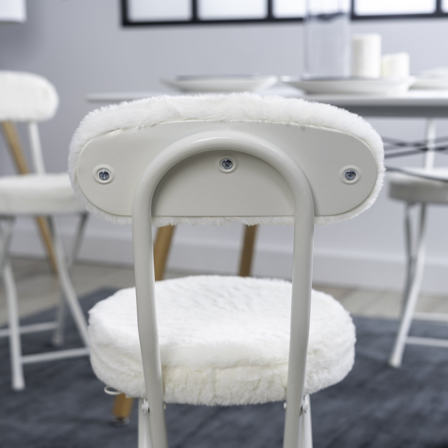 Vouwstoel – Opklapbare Stoel – Klapstoel – Eetkamerstoel – Witte Stoel – Set Van 4 – Kunstleren Zitting – Hoog Zitvlak 49 Cm