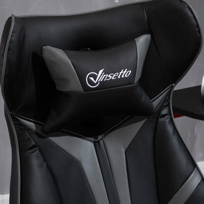 Gamingstoel – Gamestoel – Gaming Chair – Game Stoel – Bureaustoel – Ergonomisch Design – Verstelbare Hoogte 67x70x106-112 cm – Staal & Kunstleer Zwart/Grijs