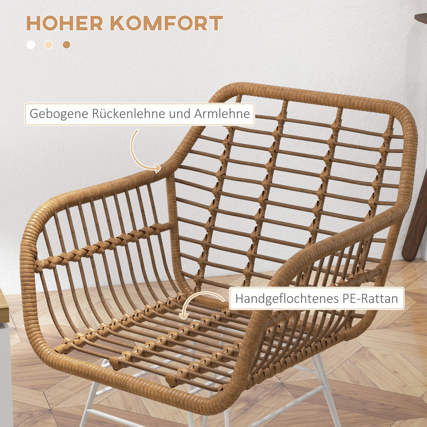 Kuipstoel – Eetkamerstoel – Kunststof stoel – Stoelset – Keukenstoel – Boho stijl – 56x60x79 cm – Kunststof Riet