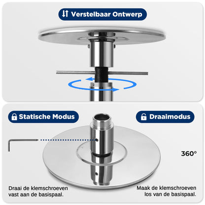 Paaldanspaal – Danspaal – Pole Dance Paal – Fitnesspaal – Spinpaal – Verstelbaar 2,03-2,74 m – Aluminiumlegering Met Roterende En Statische Functie