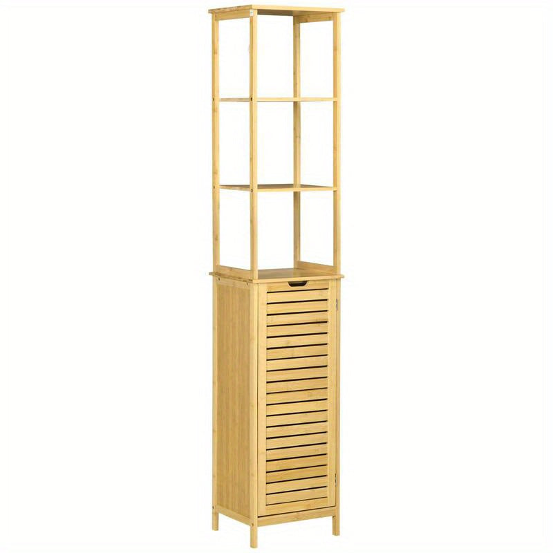 Hoge Badkamerkast – Hoge Kast – Opbergkast – Badkamerrek – Opbergmeubel – 3 Planken Achter Deur – Compact 173 cm Hoog – Eenvoudige Montage Zonder Gereedschap