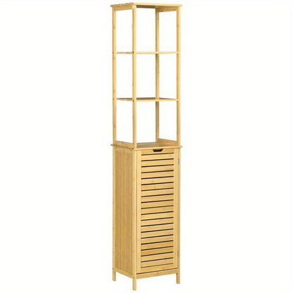 Hoge Badkamerkast – Hoge Kast – Opbergkast – Badkamerrek – Opbergmeubel – 3 Planken Achter Deur – Compact 173 cm Hoog – Eenvoudige Montage Zonder Gereedschap