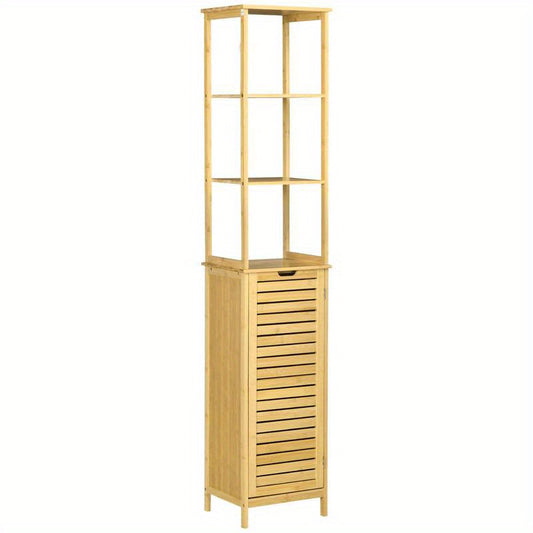 Hoge Badkamerkast – Hoge Kast – Opbergkast – Badkamerrek – Opbergmeubel – 3 Planken Achter Deur – Compact 173 cm Hoog – Eenvoudige Montage Zonder Gereedschap