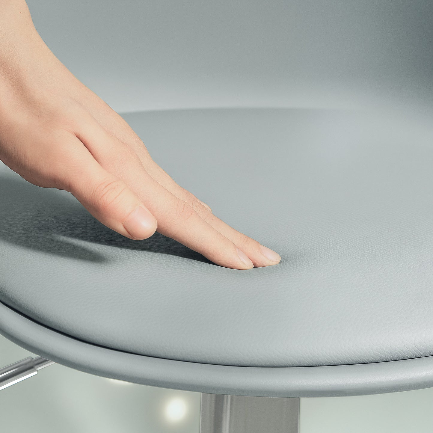 Barkrukken – Barkruk – Barstoel – Kruk – Keukenkruk – Verstelbare Hoogte 82-104 cm – Draaibare 360° Zitting – Kunstleer Grijs – Stalen Frame – Met Rugleuning en Voetsteun