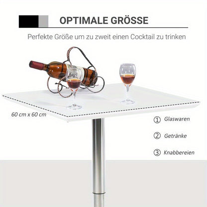 Verstelbare Bartafel – Bar Tafel – Hoge Tafel – Barkruk Tafel – Staande Tafel – Hoogte Verstelbaar – Stevige Metalen Basis – Compact 60x60 cm