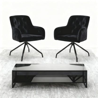 Dining Room Chairs, Set of 2, Kitchen Chairs, Velvet Armchair with Armrests, Rotating Upholstered Chair with Sturdy Metal Legs, Ideal for Living Room and Dining Room