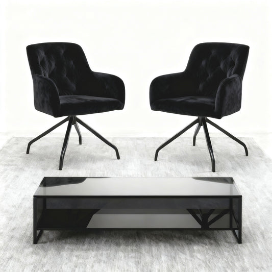 Dining Room Chairs, Set of 2, Kitchen Chairs, Velvet Armchair with Armrests, Rotating Upholstered Chair with Sturdy Metal Legs, Ideal for Living Room and Dining Room