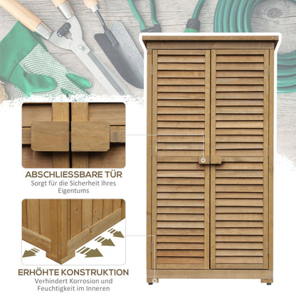 Tuinkast – Houten Tuinhuisje – Tuinberging – Gereedschapskast – Opbergkast – Afgelakt Vurenhout – Ventilerende Lamellen Deuren – 87x46,5x160 cm