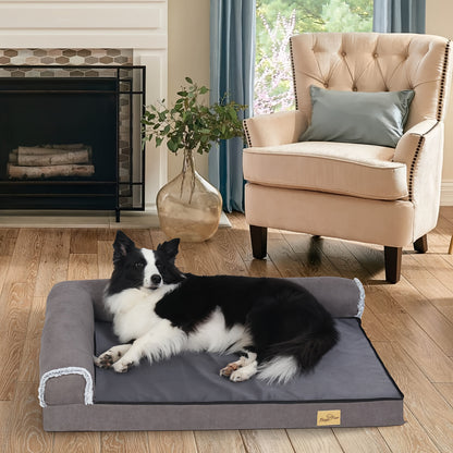 Hondenmand – Hondensofa – Hondenkussen – Hondenbed – L-vormige Hondenmand 2XL – Grote Honden – Wasbare Pluche Hoes – Comfortabel Poliurethaan Schuim