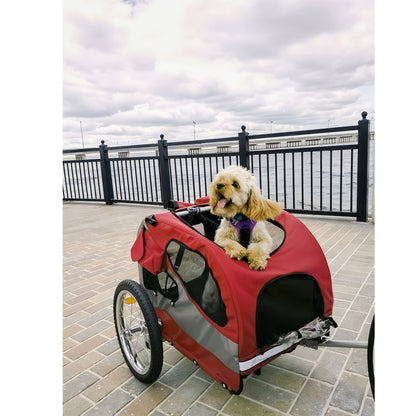 Fietskar Honden – Hondenkar – Fietsaanhanger Hond – Hondentrailer – Fietskooi Honden – Opvouwbaar – Veilig Met Reflectoren – Voor Kleine En Middelgrote Honden – Met Zacht Kussen – Rood M